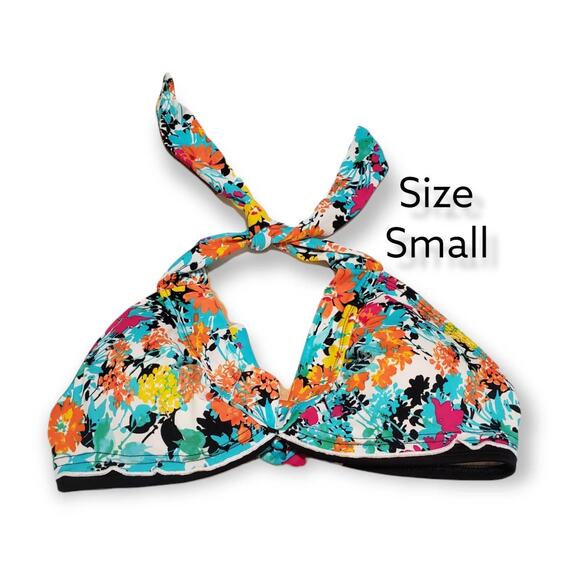 Ocean Avenue Swimwear Multi Colored Floral Padded Bikini Swim Top Adjustable Tie - Picture 5 of 5